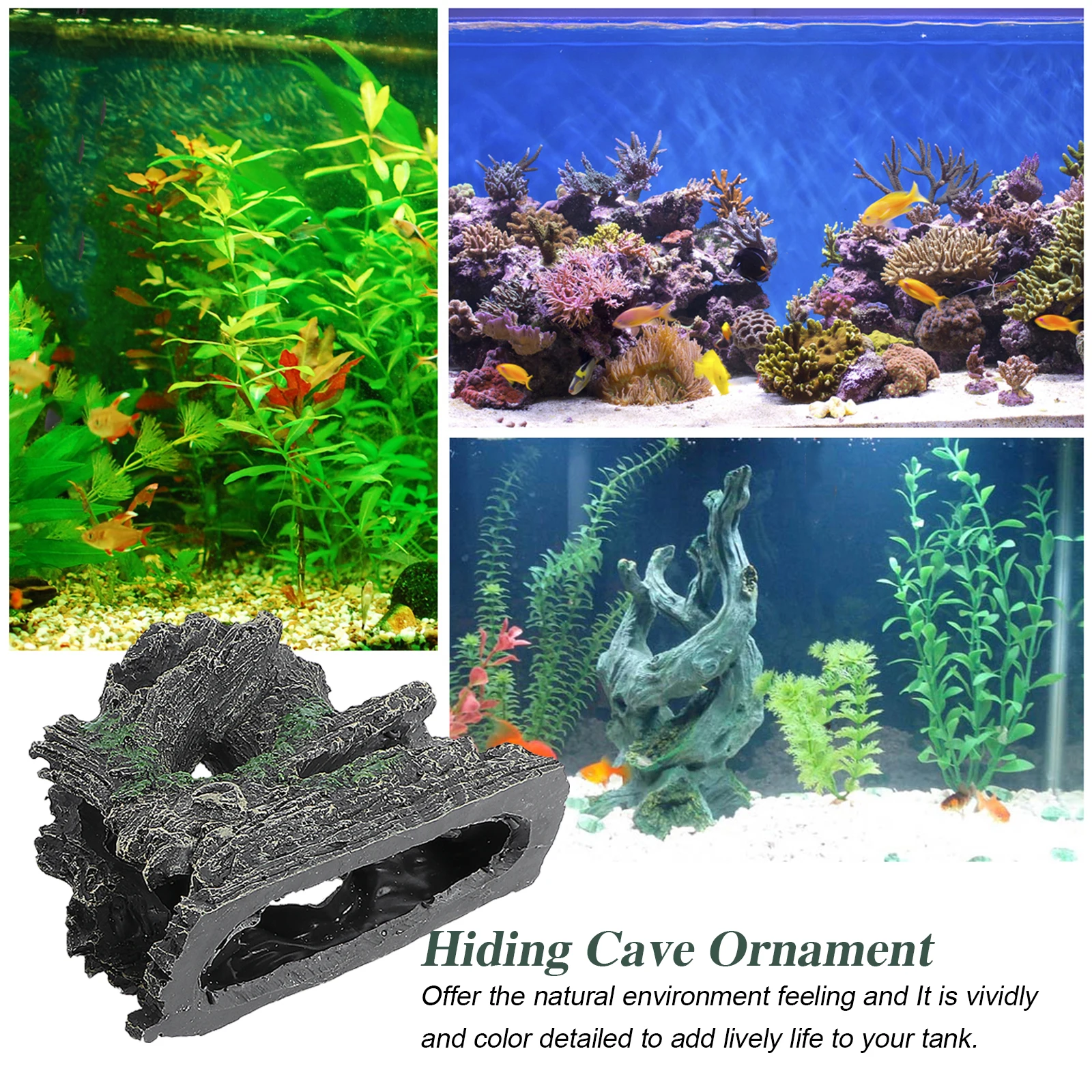 

2Pcs Fish Tank Tree Stump Aquarium Hiding Caves for Fish Shrimp Decorative Landscape Ornament Aquarium Decor