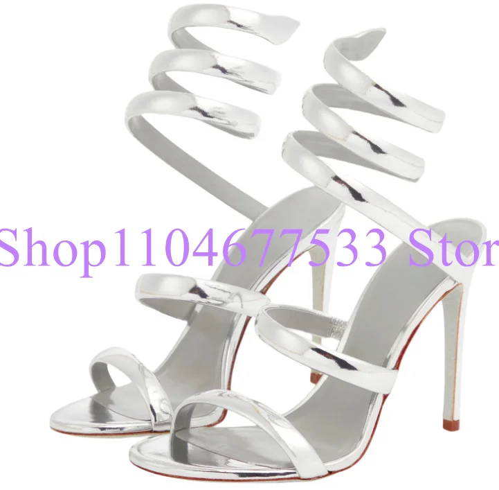 

Sexy Snake Strap Lady Sandals Fashion Thin Heel Gladiator Sandals Woman Fashion Dress Party High Heel Pumps Banquet Shoes