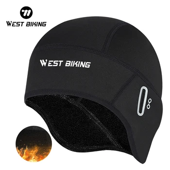 WEST BIKING 겨울 사이클링 모자, 방풍 플리스, 따뜻한 스포츠 해골 모자, 헬멧 라이너, 러닝 스키 자전거, 오토바이 사이클링 모자