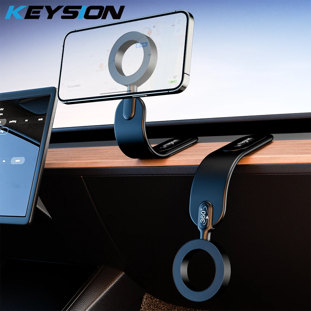 

KEYSION 360° Rotation Magnetic Car Mobile Phone Holder Stand Foldable Windshield Dashborad Center Console Easy Paste Car Mount