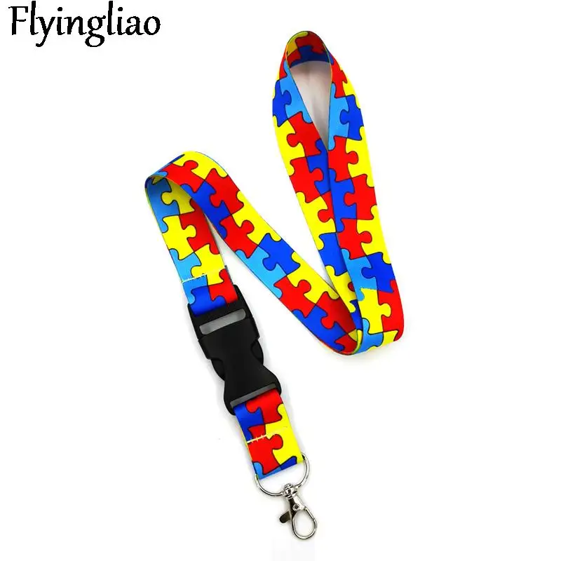 Autism pattern yellow Neck Strap Lanyard for keys lanyard card ID Holder Key Chain for Gifts Key Lanyard Neck Straps Key Ring