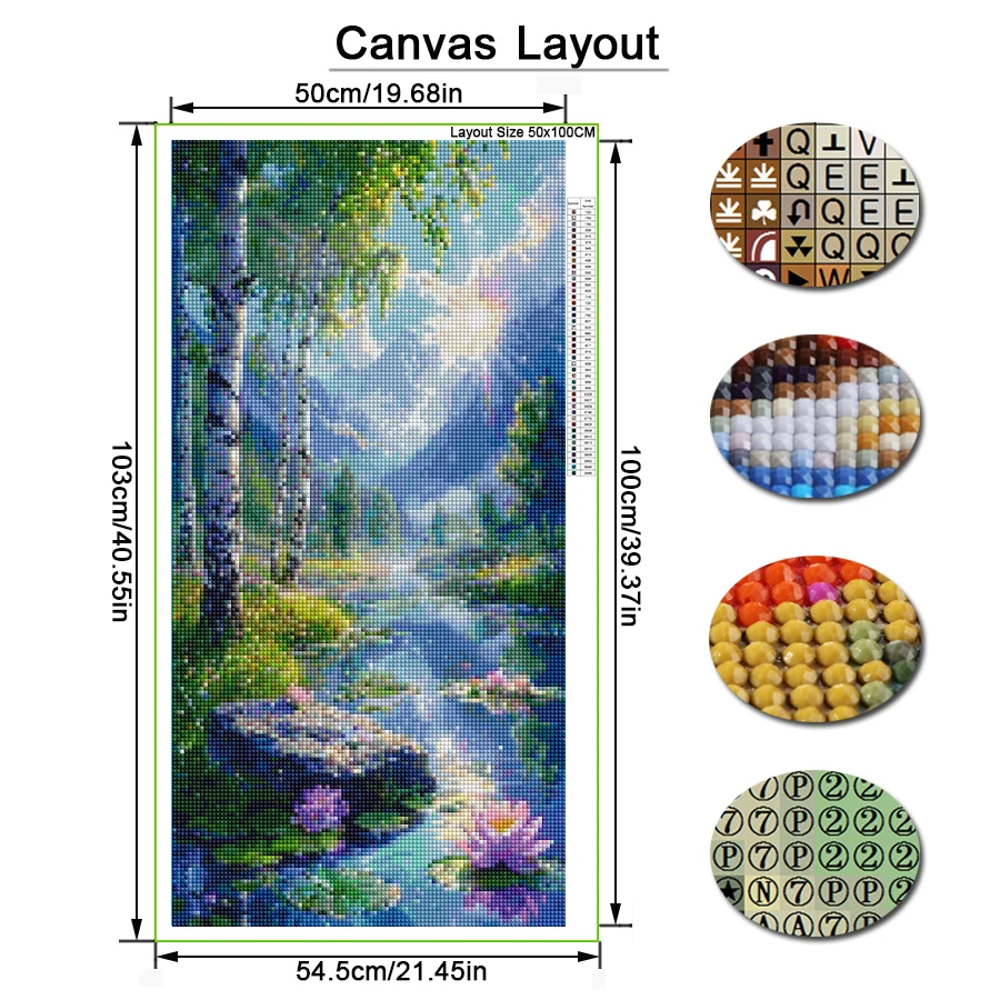 Spring Scenery Lake Large Size Diy Diamond Art Painting New Collection Landscape Full Mosaic Embroidery Picture Wall Decor
