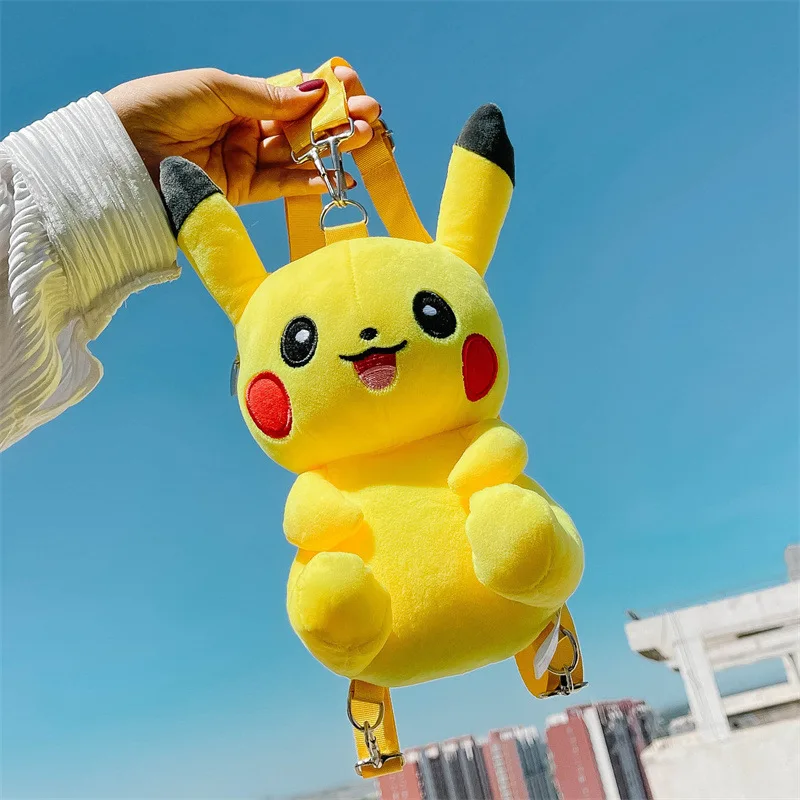 Pikachu Plush Backpack Pokemon Animation Peripheral Cartoon Handbag Kawaii Large Capacity School Bag for Children