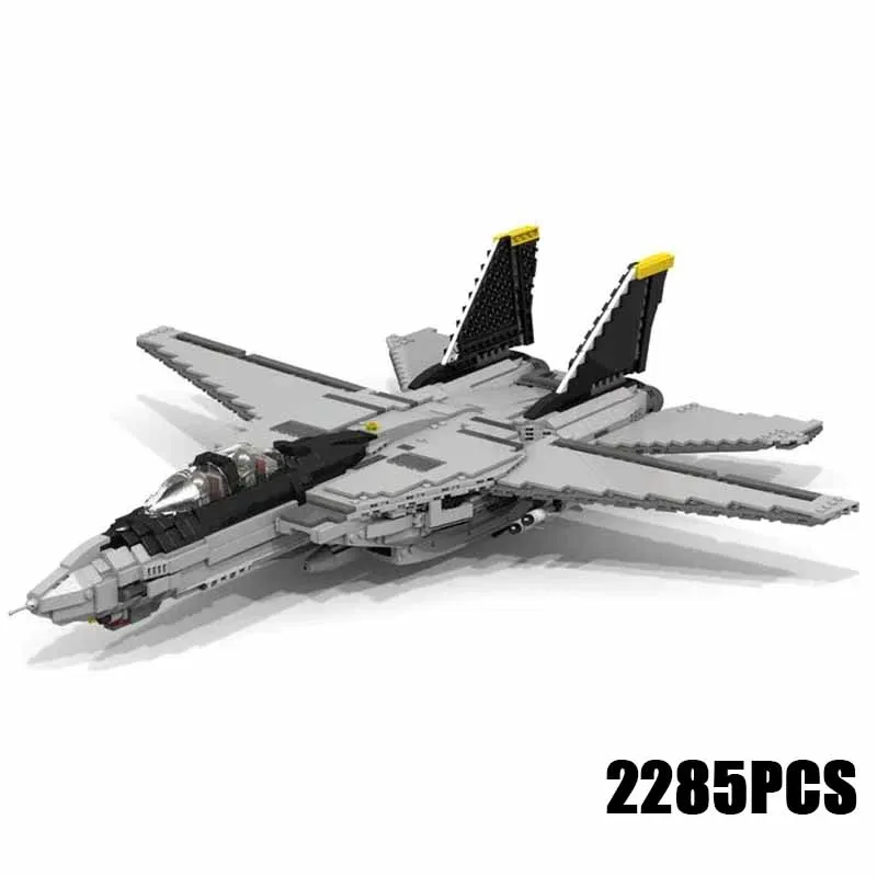 MOC-Modelo de Blocos Militares, O Tomcat Fighter F-14, Tijolos Técnicos, Montagem DIY, Brinquedos Famosos para Crianças, Presentes De Férias