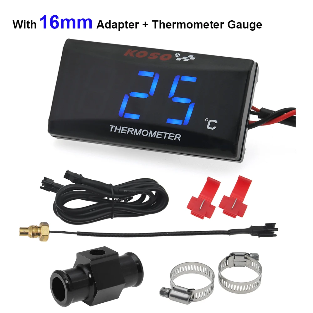 Motorrad-Thermometer, LCD-Digitalbildschirm, Mini-Messgerät für XMAX 250 300 NMAX CB400 CB500X KOSO Wassertemperaturanzeige mit Sensor
