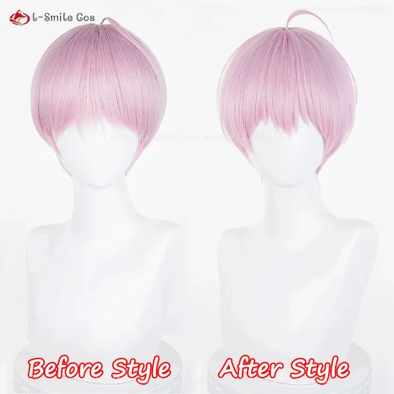 LI TIANXI LI TIANCHEN Cosplay Wig 48cm/30cm Pink Wigs Cosplay Anime Cos Costumes Wigs Heat Resistant Synthetic Hair + Wig Cap