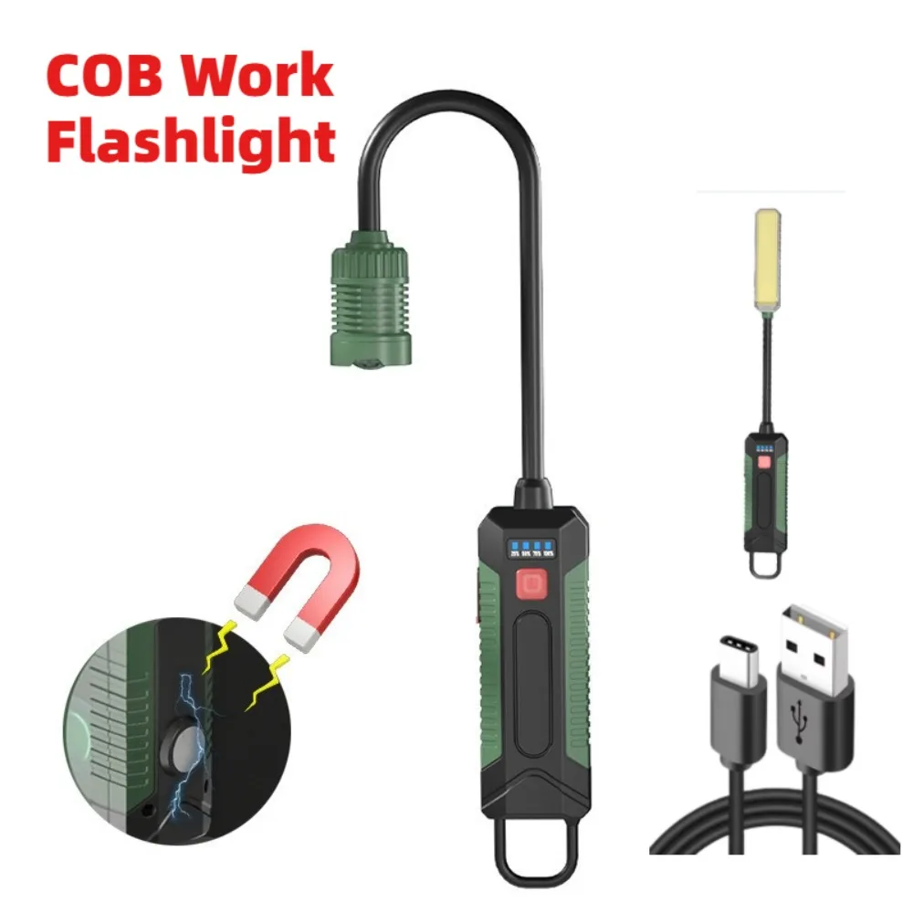 New COB Work Flashlight with 360° Bendable Hose Tube LED Outdoor Emergency Torch for Camping and Hiking Auto Repair Lighting