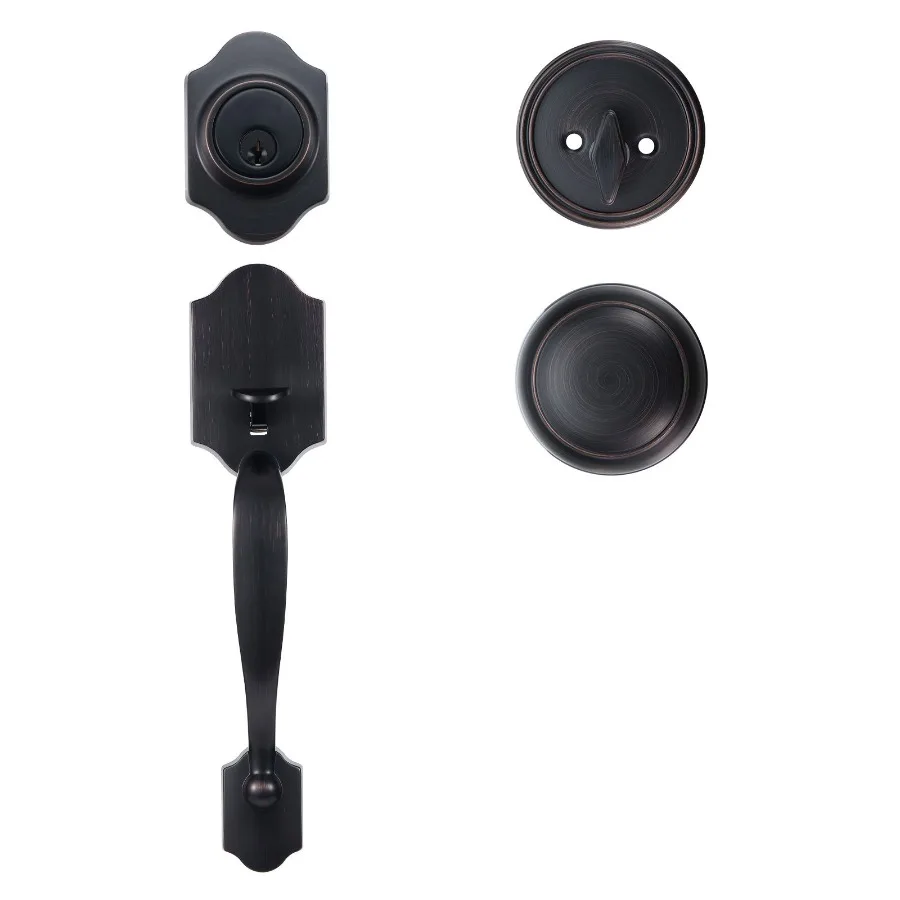 

Front Door Handle and Deadbolt Set, Front Door Lock Set with Interior Knob, Adjustable Hole Spacing Single Cylinder Handleset,