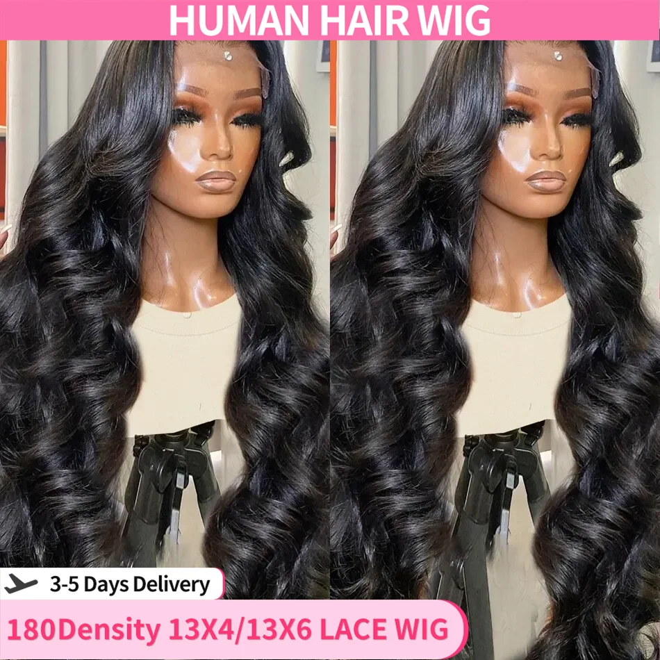 180 Density Body Wave 13x4 Lace Front Wigs Human Hair 13x6 Transparent Lace Frontal Wigs Human Hair Pre Plucked 4x4 Lace Wigs