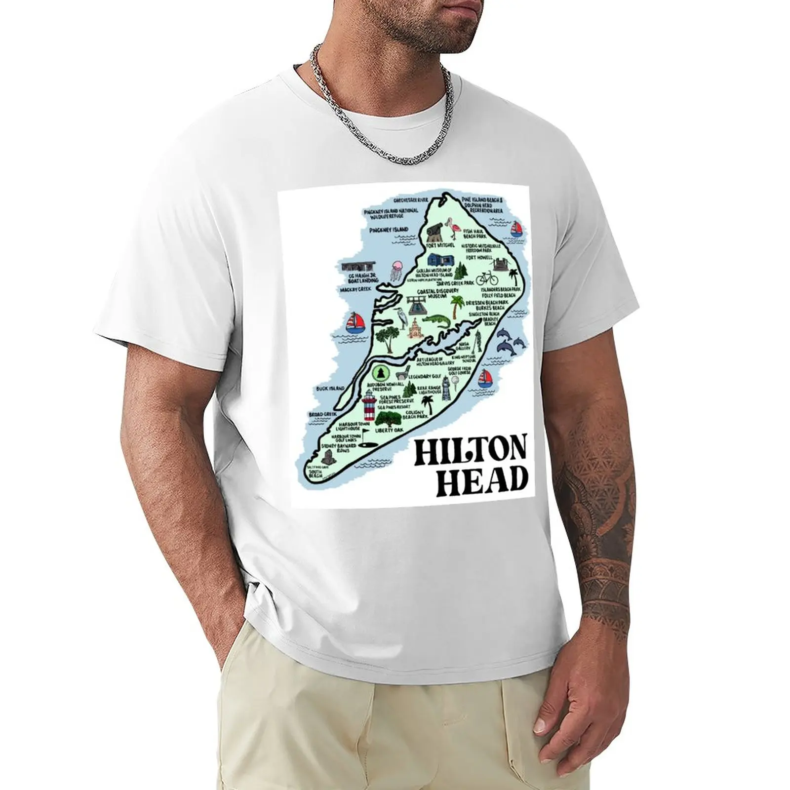 Hilton Head Map T-Shirt sweat cute clothes plain plain white t shirts men