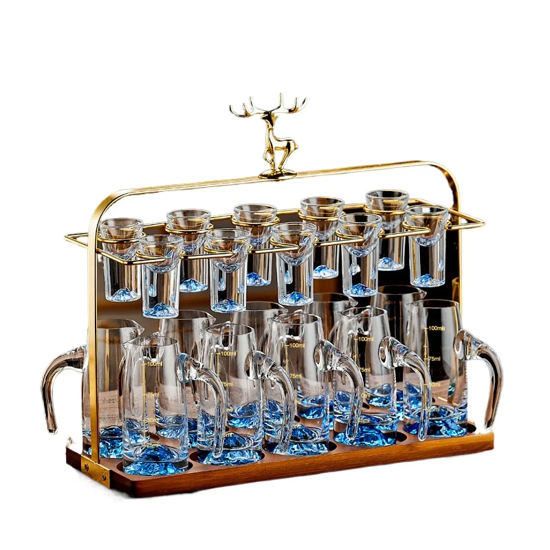 

Crystal Baijiu Cup Wine Dispenser Cup Holder Household Set High-end Light Luxury Small Spirits Bullet Cup One Glass Wine Set