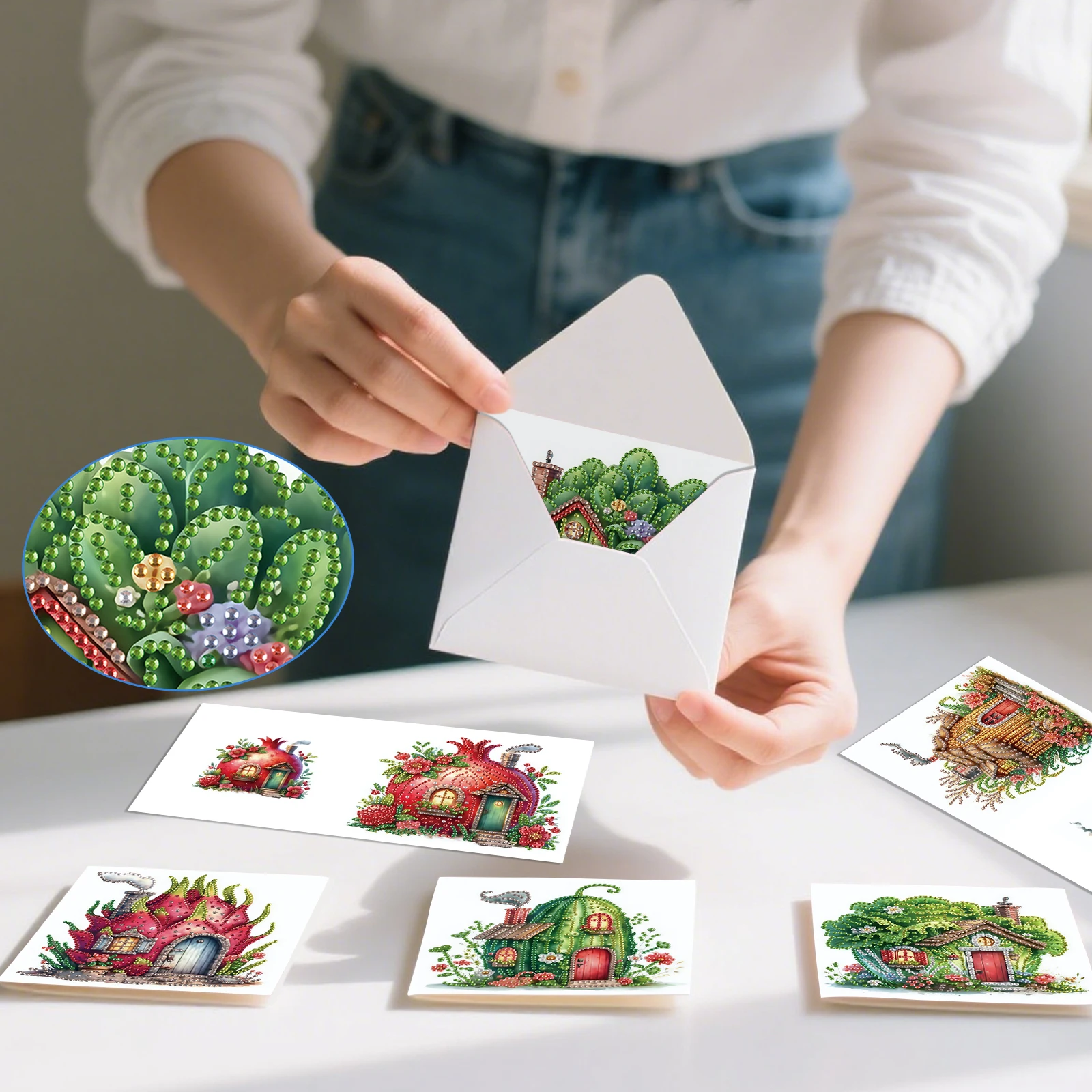 6PCS Diamond Art Painting Greeting Cards Kits,Vegetable House Special Shaped Diamond Art congratulation cards Art handmade Gift - view 5