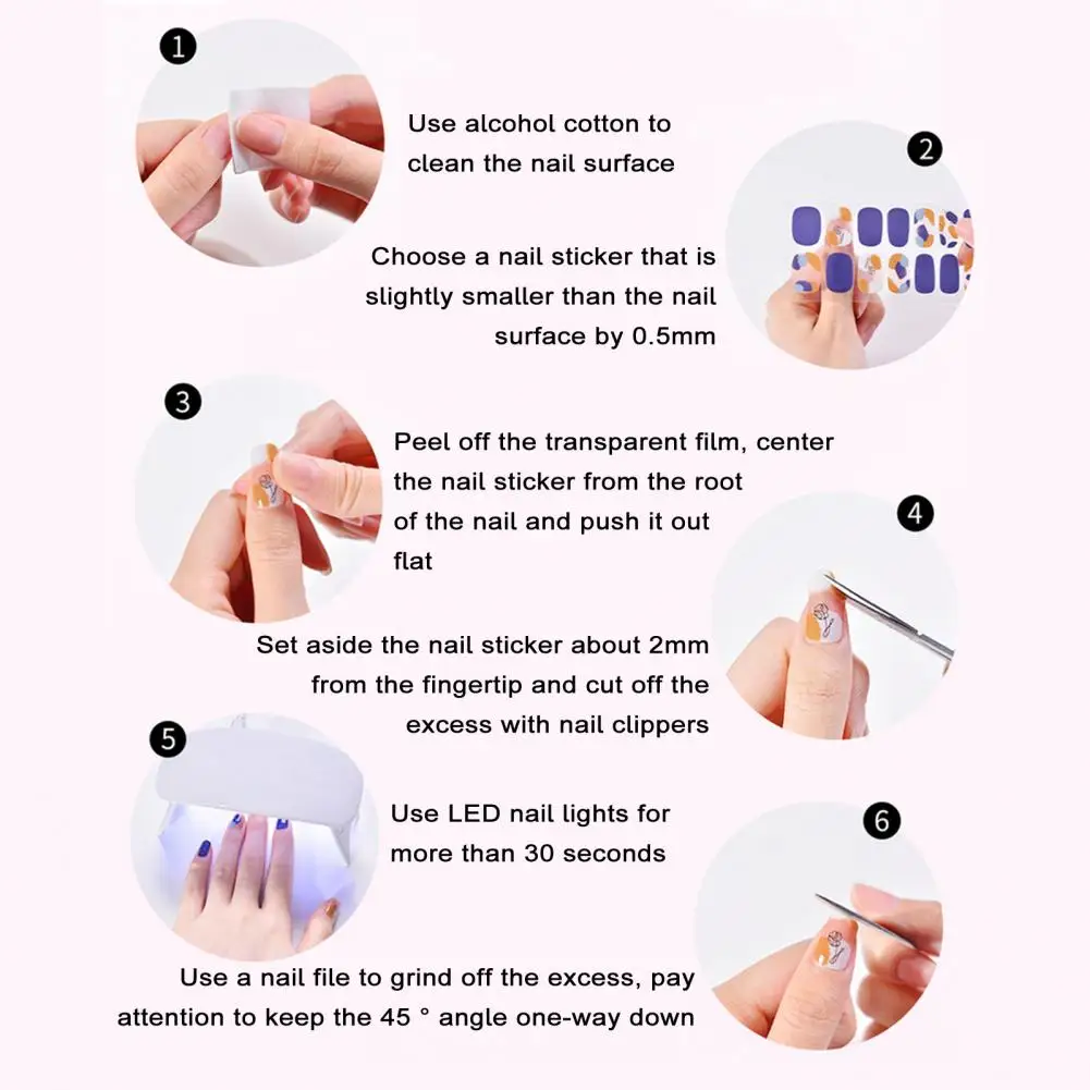 Gel Nail Strips Geometric Plaid Flower Pattern Nail Stickers Uv Resistant Gel Patches for Safe Diy Art 24pcs Easy to Apply Nail