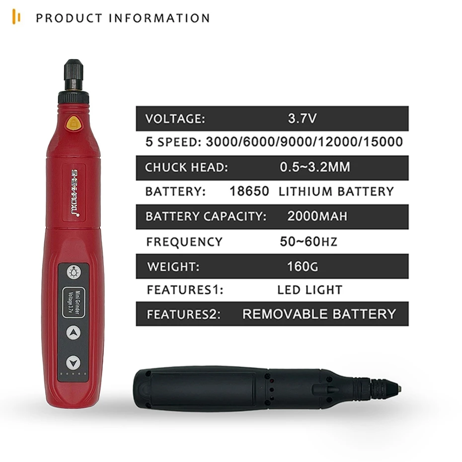 Cordless Electric Grinder Dremel Rotary Tool Rechargeable Removable Battery Woodworking Engraving LED 5 SpeedMini Engraver Drill