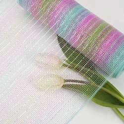 Decorative Mesh ribbon 10 Inch x 30 Feet(10Yard),  Poly Mesh Ribbon Ribbon Mesh Roll for Wreath green/blue/pink striples