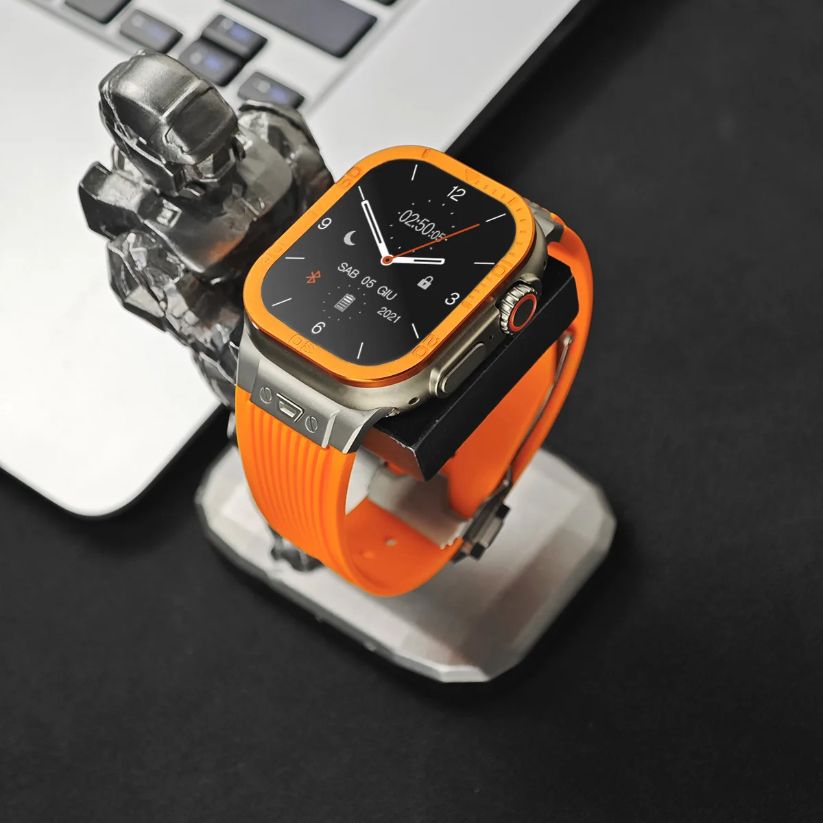 Film+Silicone Strap for Apple Watch Band Ultra 2 49mm Tempered Glass Screen Protector Case Frame for IWatch Series Ultra 49mm image 6