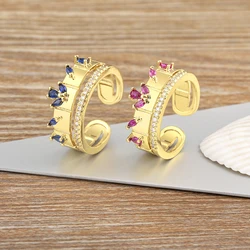 Nidin Light Luxury Shiny Zircon Geometric Rings for Women Opening Adjustable Rhinestone Engagement Wedding Jewelry Fashion Gifts