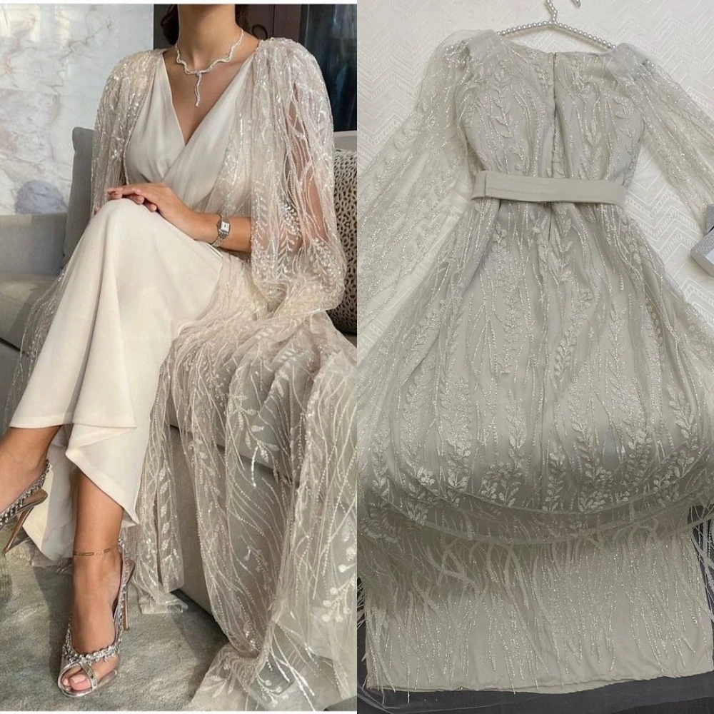 Robe Mi-Longue à Motif Charmeuse pour Femme, Vêtement de Fiançailles, Coupe Trapèze, Col en V, sur Mesure, pour Occasions