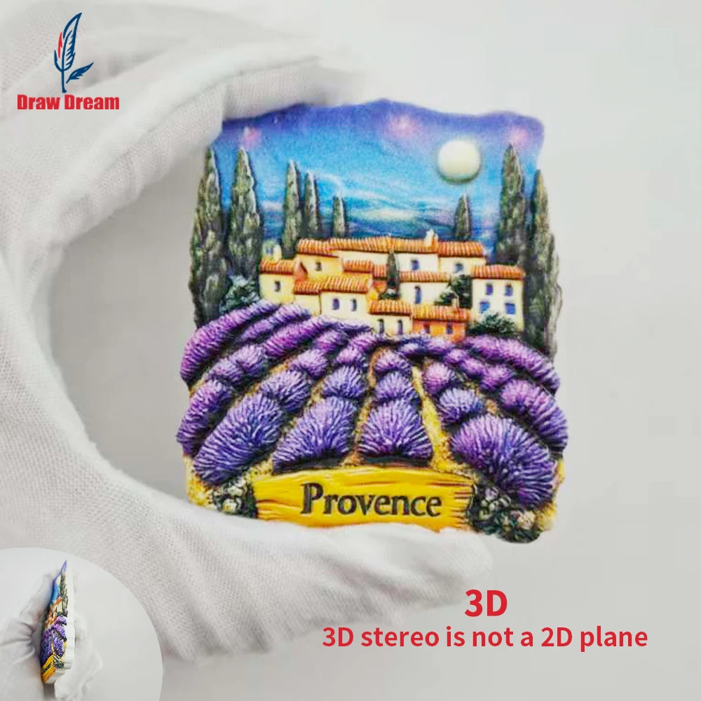 Imán para refrigerador con relieve 3D creativo de Provenza, colección de recuerdos de viajes por el mundo, adecuado para decoración del hogar y la oficina, imán magnético para refrigerador personalizado y exclusivo, de