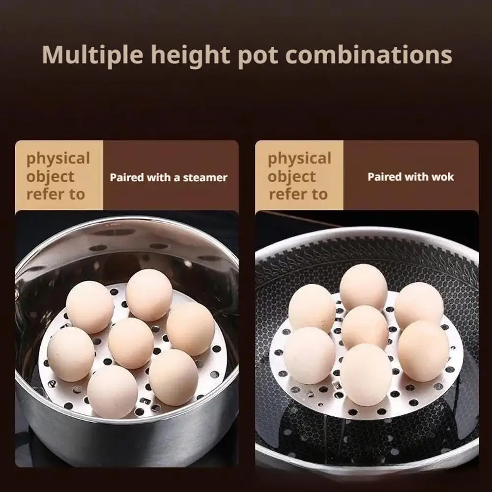 1Pc 7/9hole Steel Steamed Egg Rack Thick Foldable Steaming Tray Large Steaming Basket Round Steaming Egg Rack