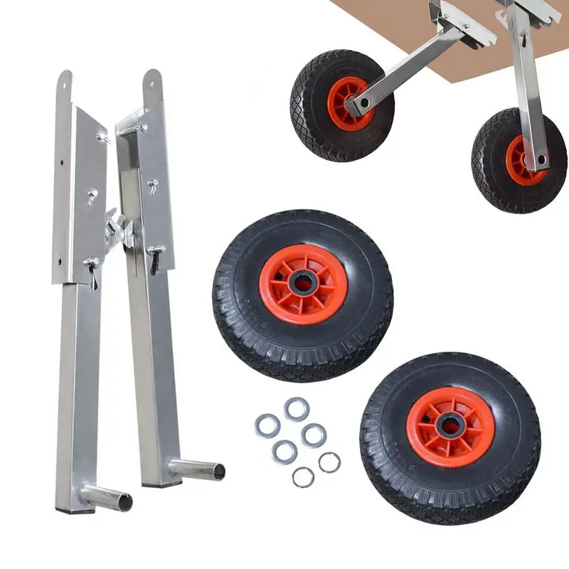 

Removable Starting Wheels Adjustable Canoe Boat Trolley Trailer Wheel Folding Outboard Engine Wheels Launching Wheels Detachable