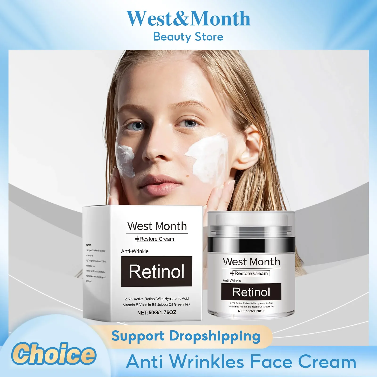

Retinol Facial Cream Anti Wrinkles Fade Fine Lines Improve Sagging Hydrating Brightening Firming Smoothing Anti Aging Face Cream