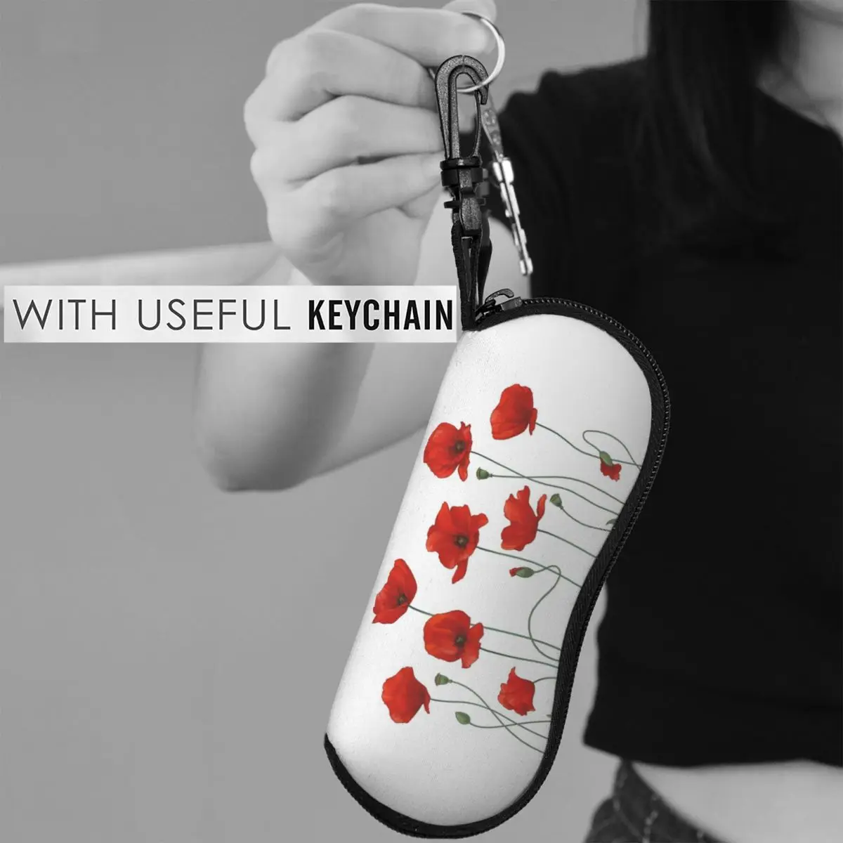 حافظة نظارات على شكل صدفة من Poppy Stems، صندوق نظارات شمسية واقي للنساء والرجال، حقيبة نظارات ناعمة