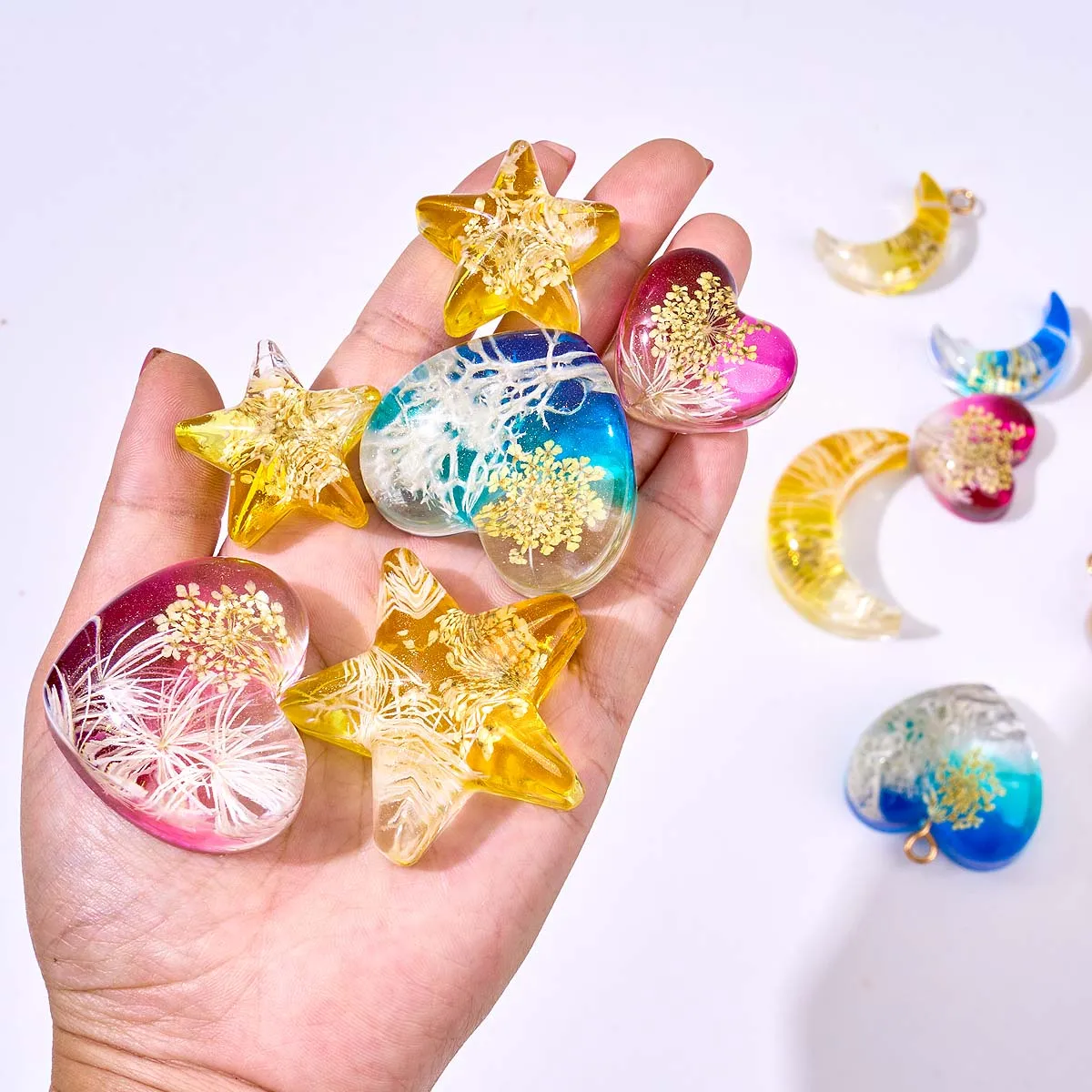 Heart Star Moon Pendant Silicone Mold DIY Epoxy Resin Jewelry Casting Molds Necklace Mould for Keychain Crafts Making Supplies view 4