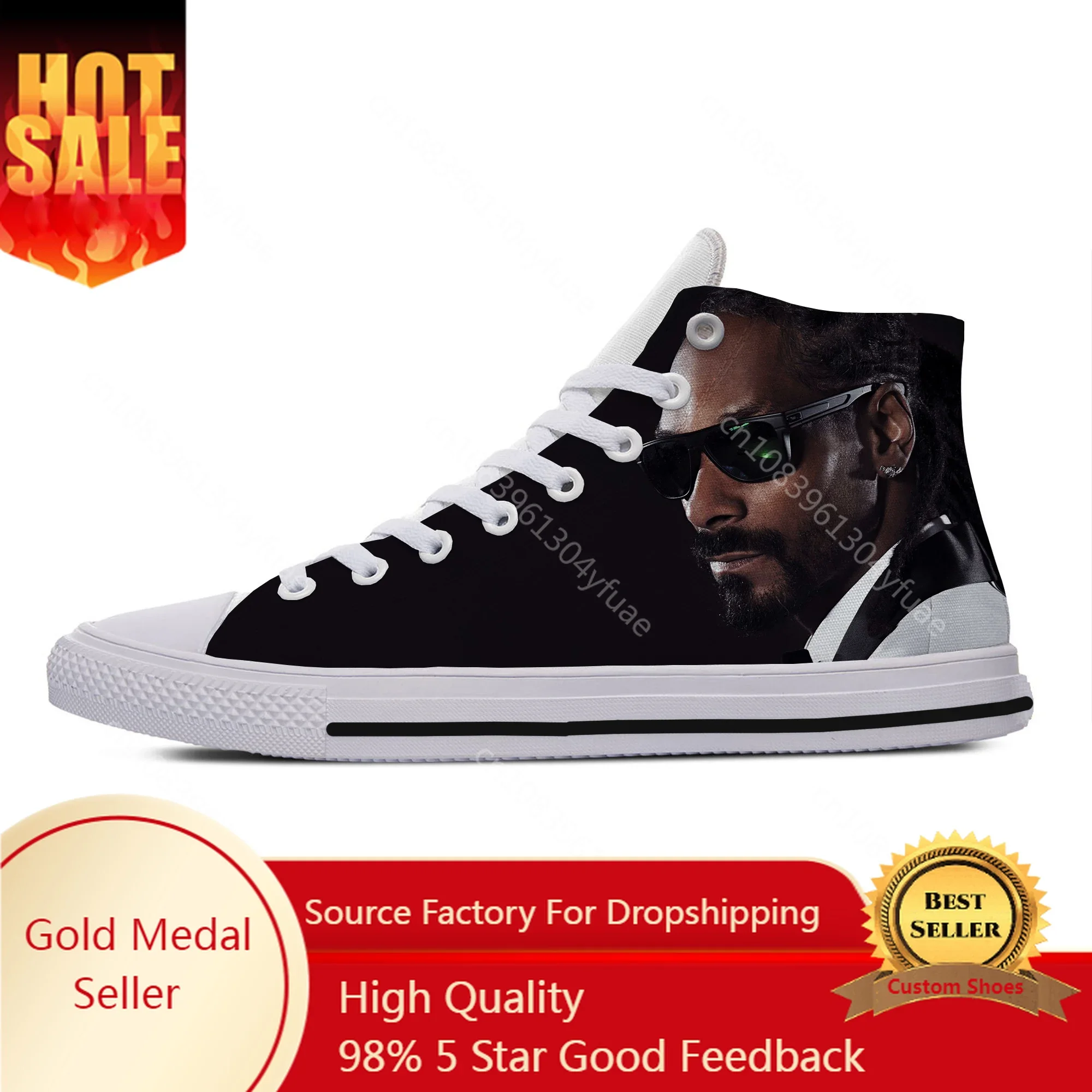 

Summer New Men Women Fashion Shoes Rapper Singer Snoop Dogg Breathable Comfortable Canvas Shoes Lightweight High Top Board Shoes