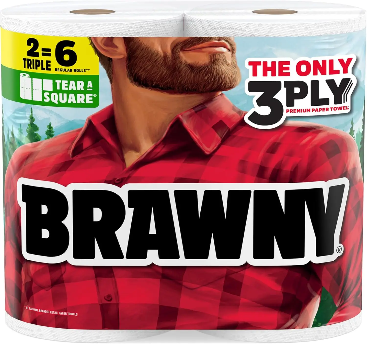 

3-Ply Paper Towels, 2 Triple Rolls = 6 Regular Rolls, Strong, Absorbent, Durable with 3 Sheet Sizes