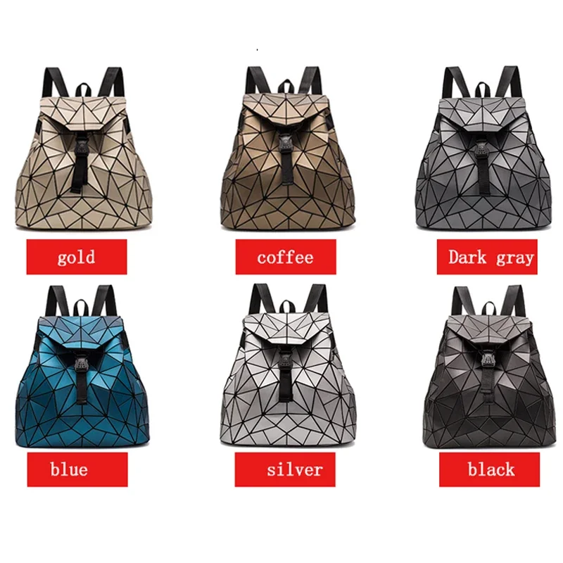 2024 new female backpack boy girl student School bag Drawstring Bag holographic laser geometric travel bag Designer Bagpack