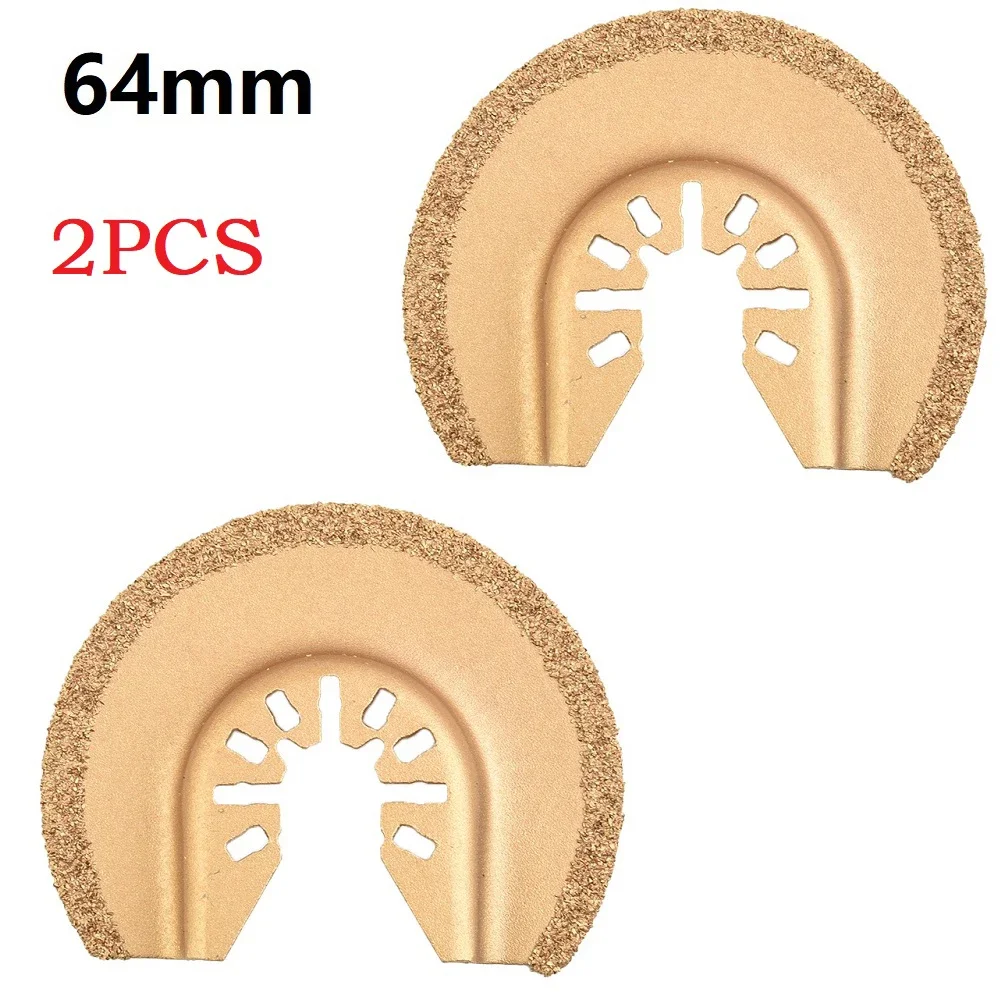 Hoja de sierra multiherramienta oscilante de cambio rápido, disco de corte de diamante de medio círculo, multiherramienta para herramientas eléctricas, 64mm, 2/1 piezas