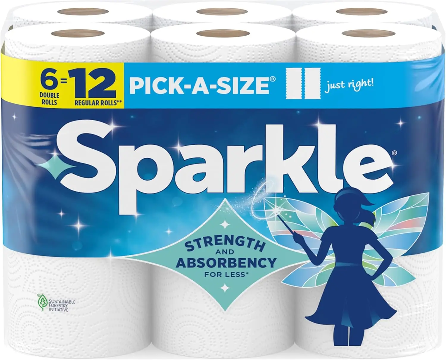 Starke 2-lagige Pick-A-Size Papierhandtücher, 6 Doppelrollen (660 Blatt) für Küche & Alltägliche Verschmutzungen