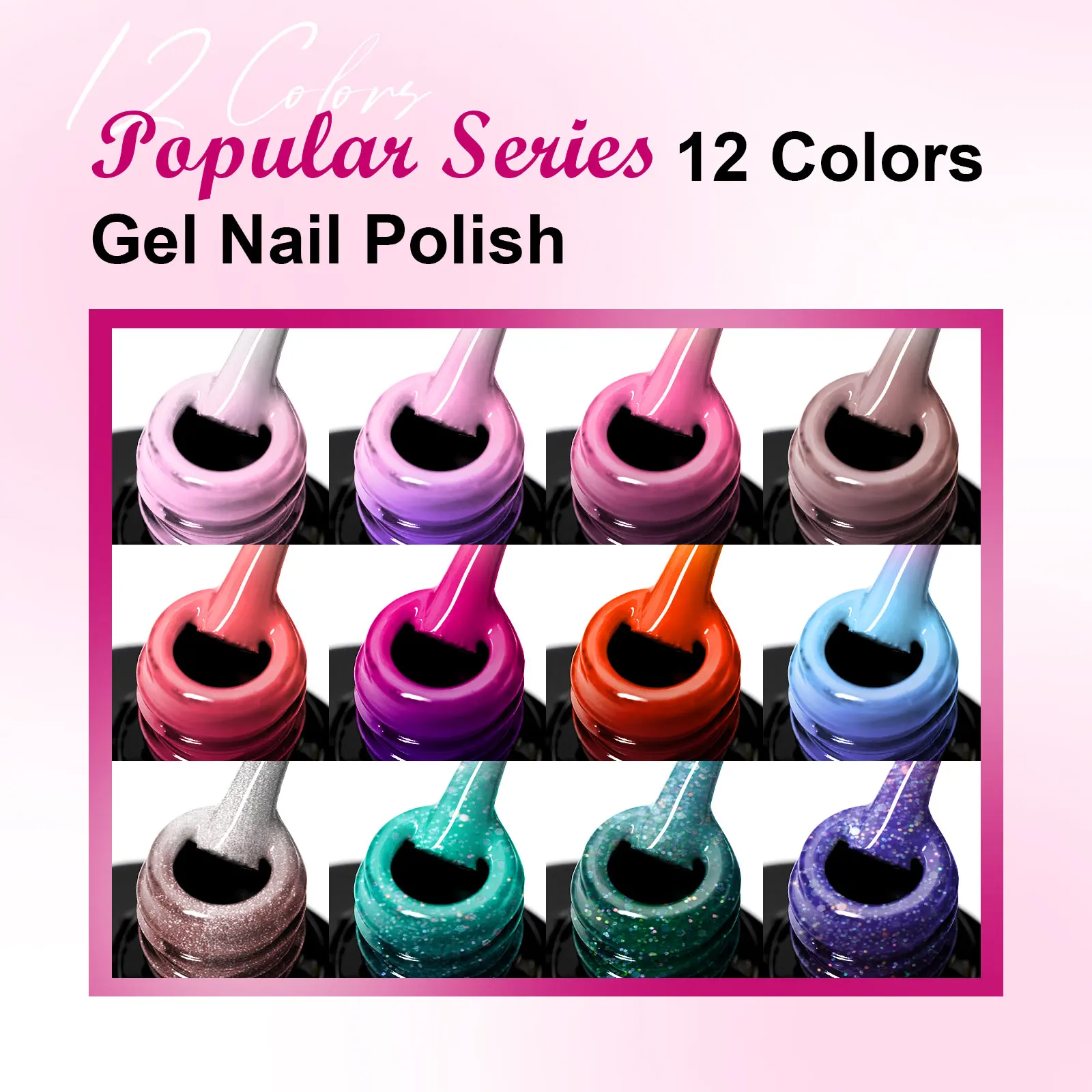 Juego de gel para uñas que cambia de color de 12 piezas, fórmula sin HEMA de larga duración y sin chip, calidad de salón, diseño de manicura de secado rápido UV/LED