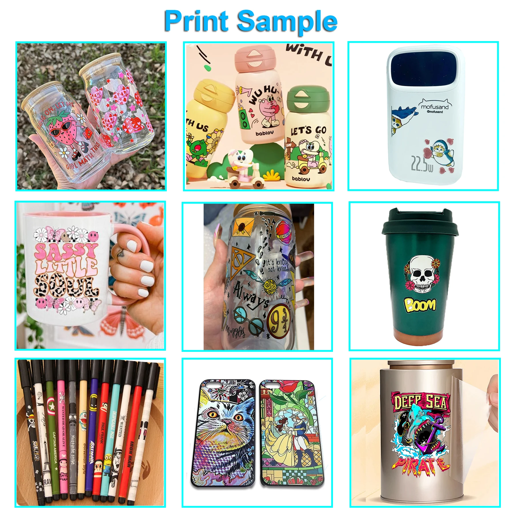 ACHI A3 UV DTF 2 in 1 Desktop Air-cooled Compact Fully Automatic Printer XP600 Printhead DIY Waterproof Crystal Sticker Printer