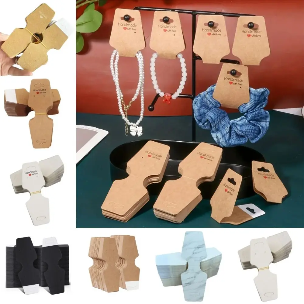 

100pcs Foldable Jewelry Display Card Kraft Paper Bracelet Display DIY Jewelry Display Card Sturdy Necklace Display