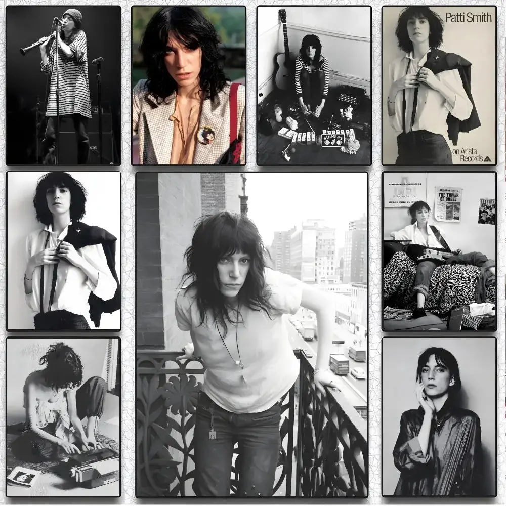 Singer Rock P-Patti Smith Poster Artistic Peel-Off Wall Decor, Indoor Outdoor Home Ornament for Collectors