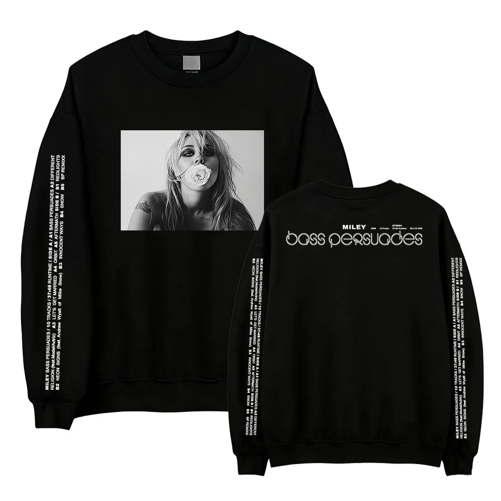 BASS PERSUADES LANGÄRMELIGES Sweatshirt Miley Cyrus Musik-Kunstdruck-Oberteil für Männer und Frauen Vintage Album-Cover Grafik Rundhals-Pullover – Detail 3