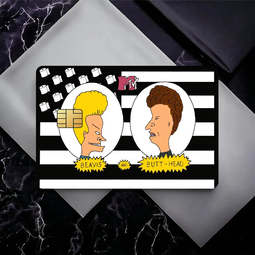 Cartoon B-Beavis And Butt-head Waterproof Skin Sticker Bank Bus Metro Access Card Protective Film Card Sticker Girl Gift