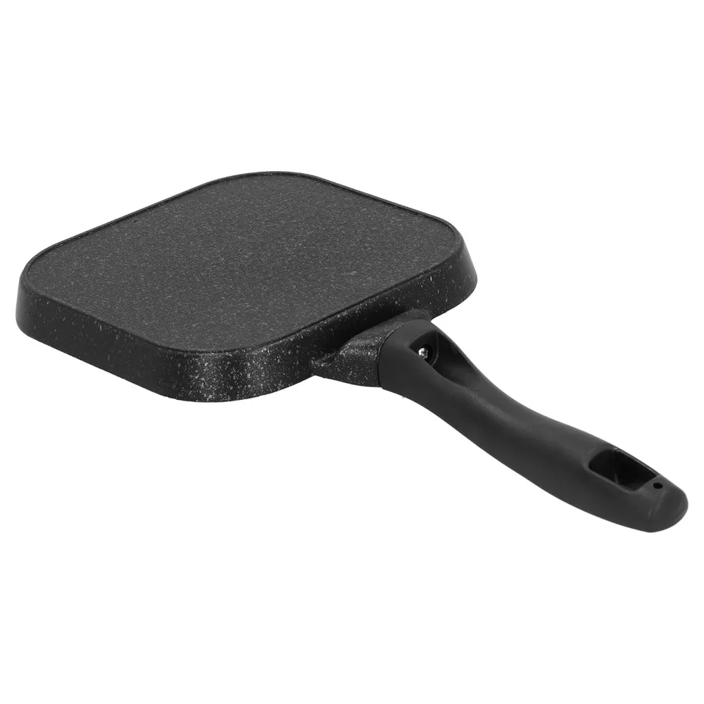 3 Section Square Grill Pan Aluminum Alloy Nonstick Divided Egg Frying Pan Black Versatile Breakfast Skillet Outdoor Grilling