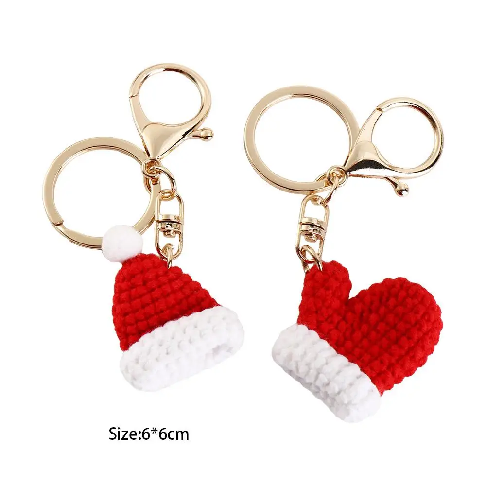 Hat Children Gift Xmas New Year Present Handmade Crochet Pendant Korean Style Key Ring Christmas Key Chain Women Key Buckle