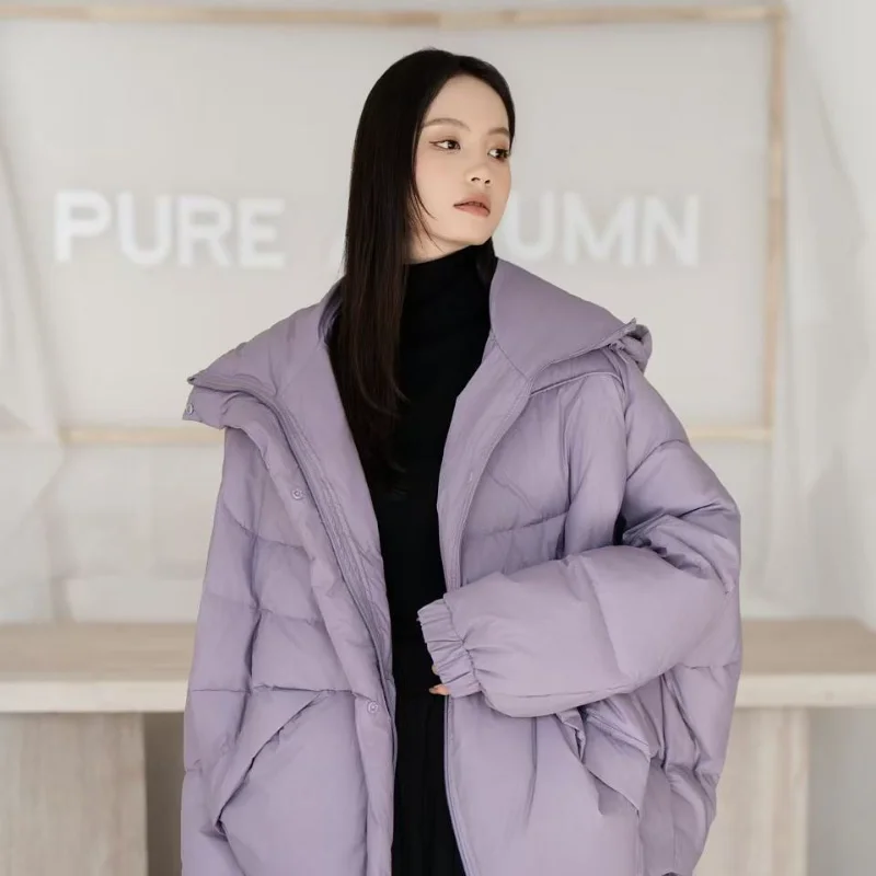 سترة نسائية قصيرة مع غطاء للرأس - 2025 نمط جديد فضفاض مناسب، عصري، تنحيف، متعدد الاستخدامات، سميك، معطف دافئ عصري