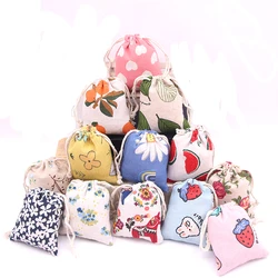 5Pcs/Lot Small Cotton Bags 8x10 9x12cm Linen Drawstring Gift Bag Christmas Party Favor Muslin Pouch Candy Jewelry Packaging Bags