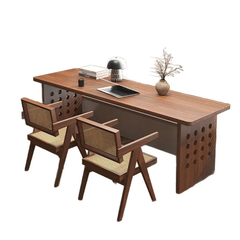

All solid wood desk, living room, study room, student study table, hole foot household, long table by the window