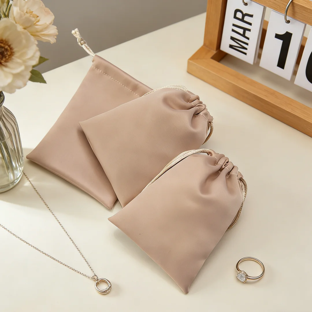 10Pcs Delicate Satin Drawstring Gift Pouches Premium Storage Bags for Jewelry Hair Accessories Cosmetics and Wedding Party Gift