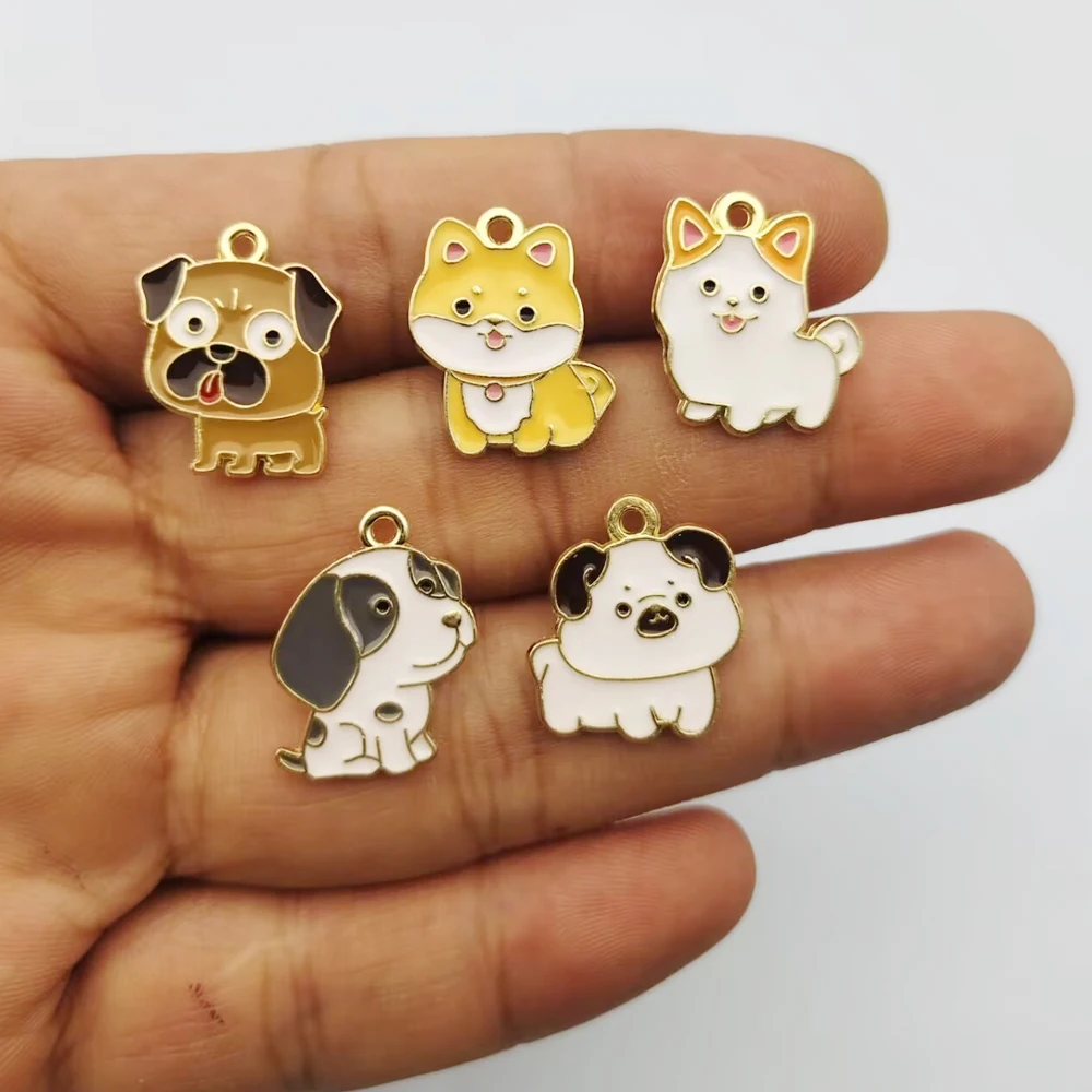 10pcs Dog Charm for Jewelry Making Accessories Diy Earring Bracelet Keychain Pendant Alloy Metal Gold Plated