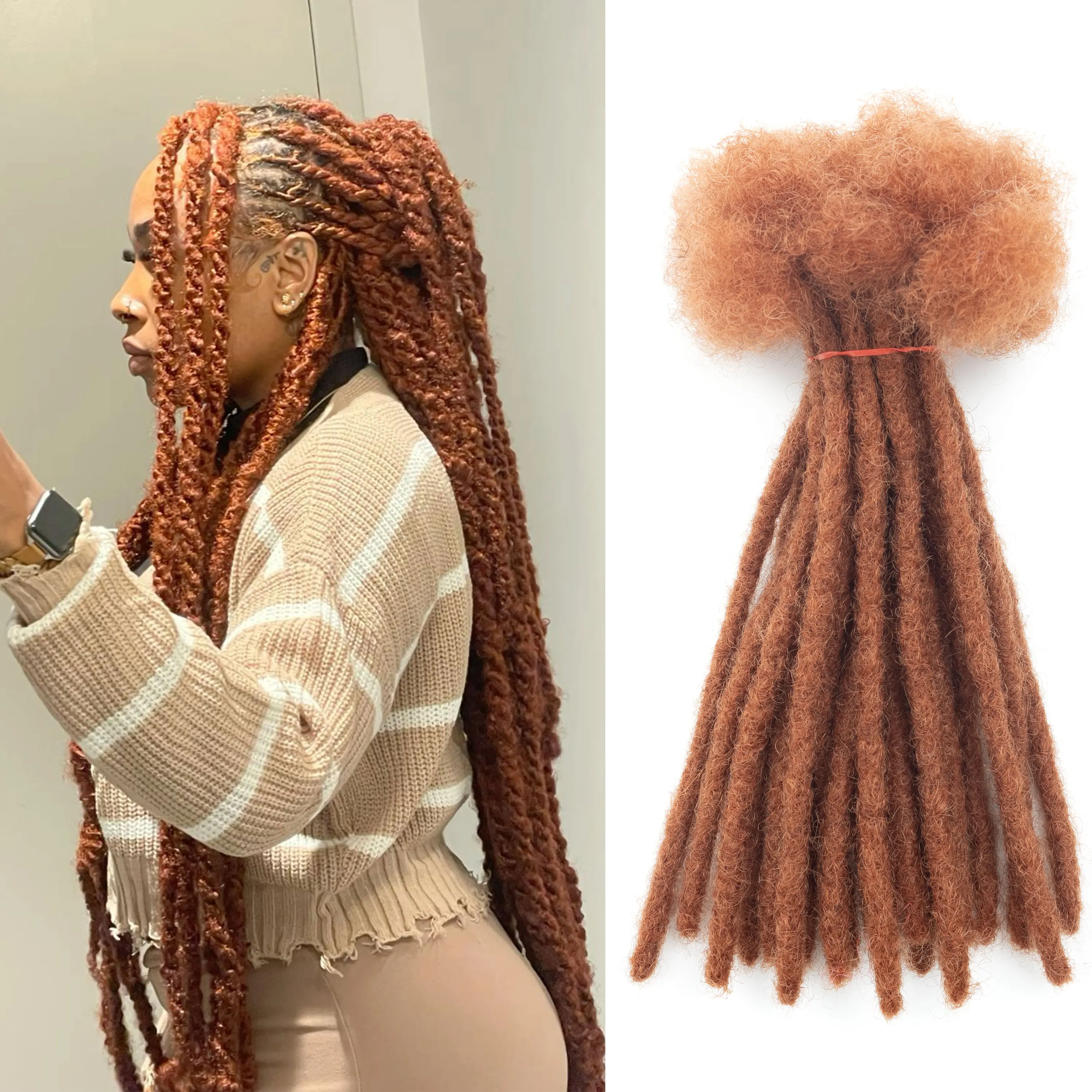 20strands/pack Anna Dread Locks 100% Handmade Afro Kinky Curly Natural Micro Braiding Locs Virgin Human Hair Crochet Dreadlock