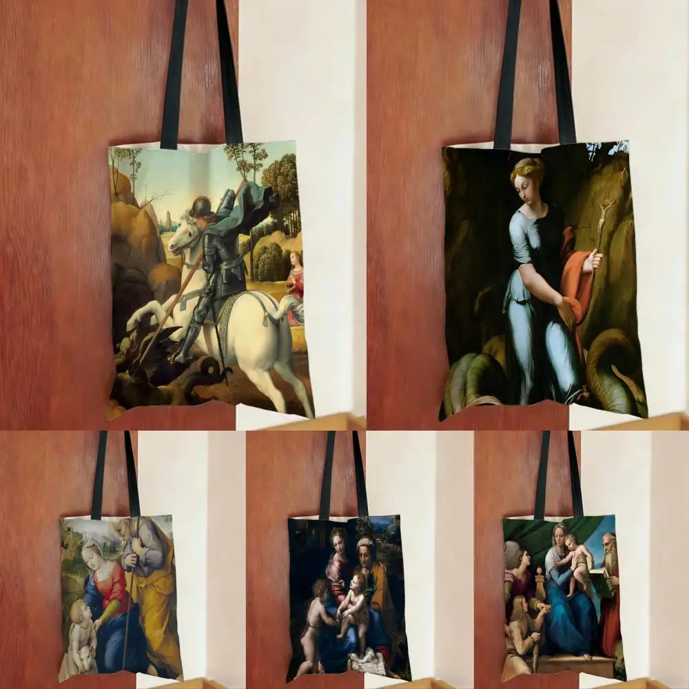 Série de Bolsas de Armazenamento Estilo Artístico R-Raffaello Santi, Bolsas Leves para Compras, Bolsa Tote