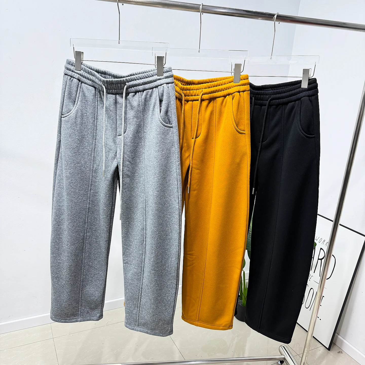 

Мужские повседневные брюки с широкими штанинами и флисовой подкладкой, свободного прямого кроя, в американском стиле, спортивные, теплые, удобные, винтажные