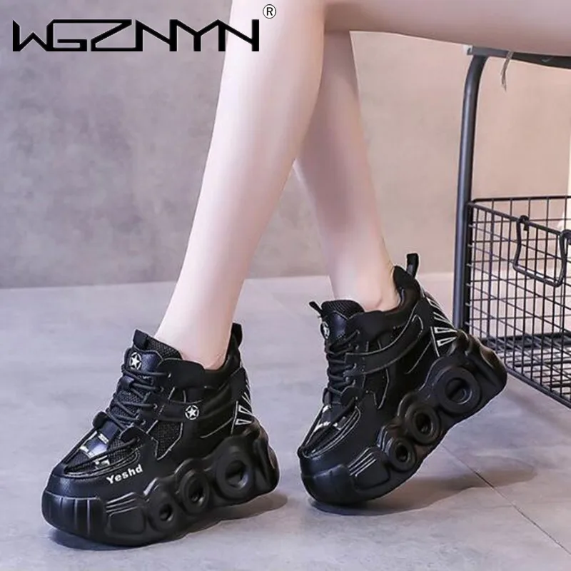 

Autumn Women Chunky Sneakers Breathable Mesh Casual 10CM Wedge Heels Platform Footwear Chaussures Femme Sport Dad Shoes New 2024